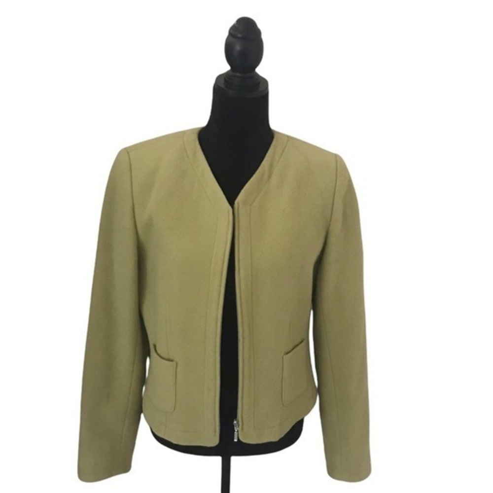 Moschino Split Pea Green Wool Cropped Jacket
